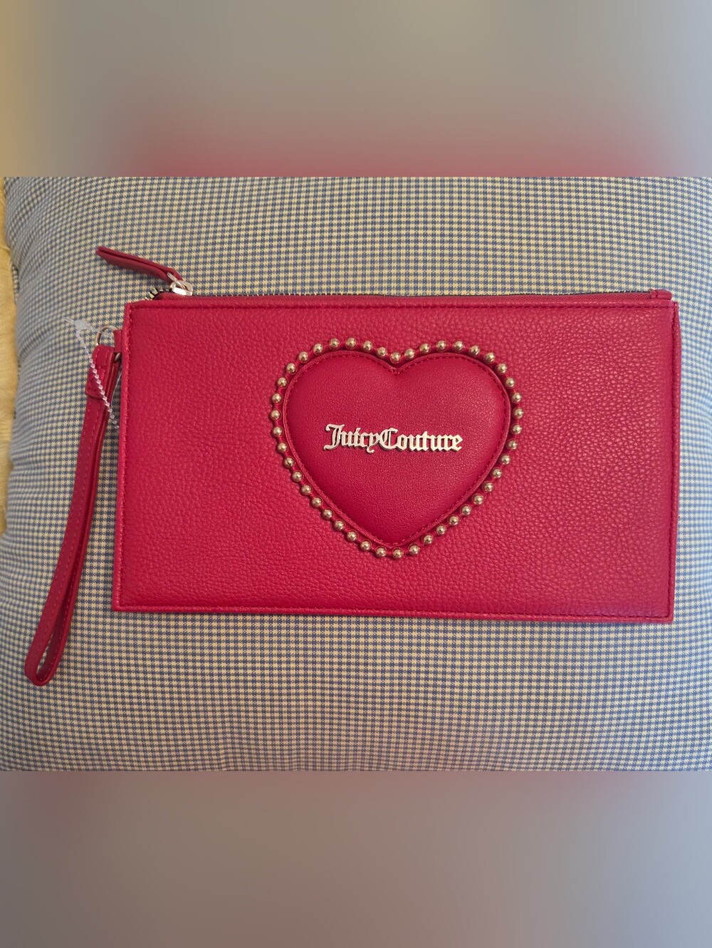 Juicy Couture "Love Never Dies" Studded Heart Wristlet Clutch Wallet